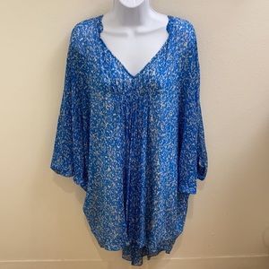 Diane Von Furstenberg Blue White Silk Boho Tunic Top 4